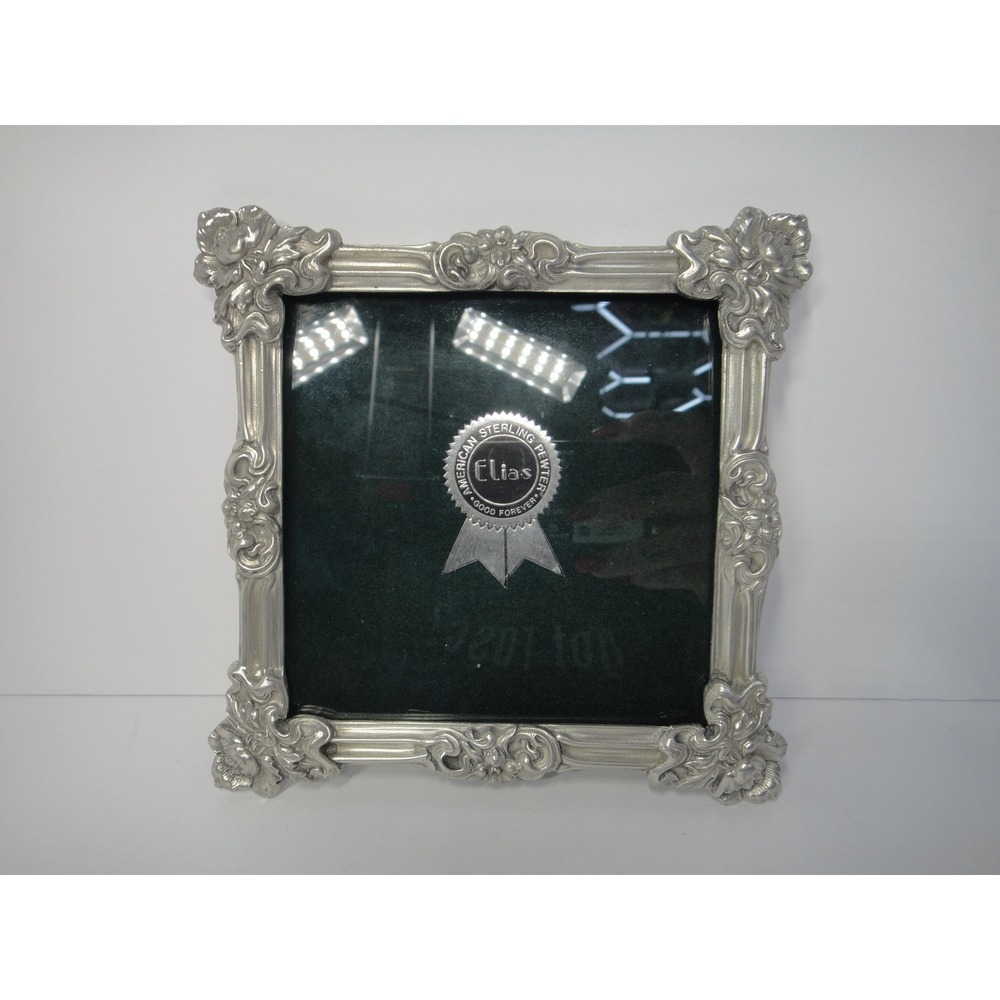 Vintage Elias 1990 Ornate American Sterling Pewter 1755 Square Picture Frame USA
